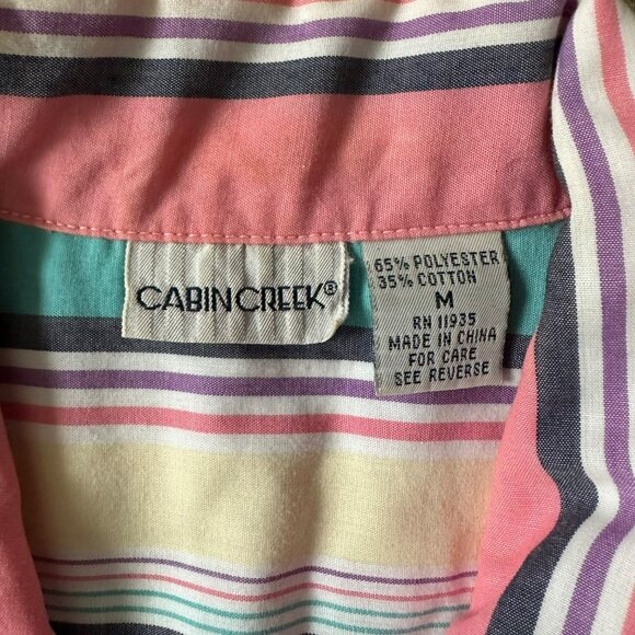 Vintage Cabin Creek Women's Size Medium Pastel Stripe Short Sleeve Button Down - Picture 5 of 6